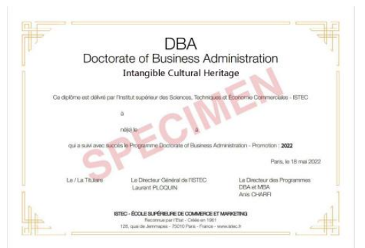 ISTEC法国巴黎高等商学院DBA非物质文化遗产博士
