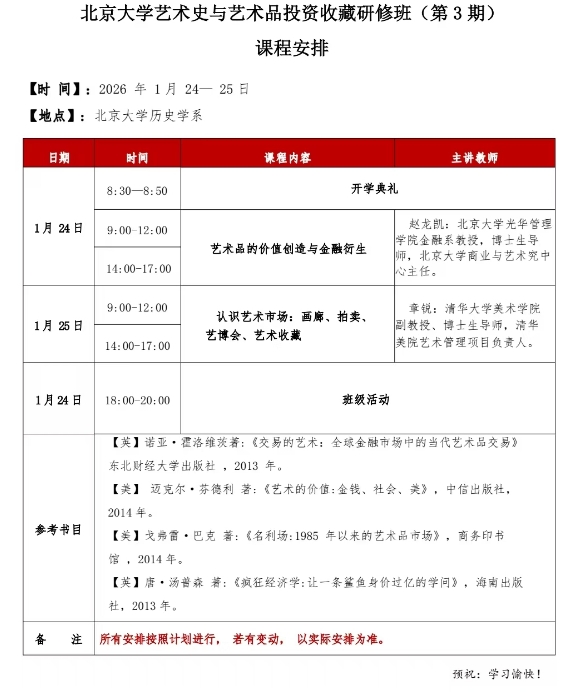 2026年1月24-25日北京大学艺术史与艺术品投资收藏研修班(第3期)_赵龙凯_章锐