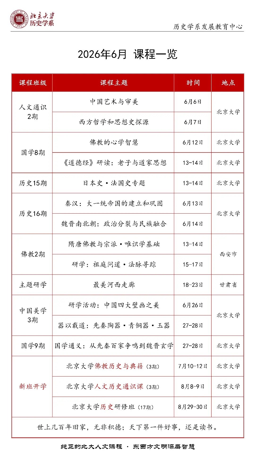 北京大学历史学系佛教2期《研学:祖庭问道·法脉寻踪》2026年6月15日-17日在西安市开讲