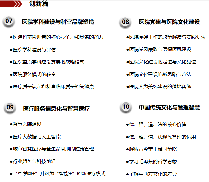 医院管理者人才培训项目精选