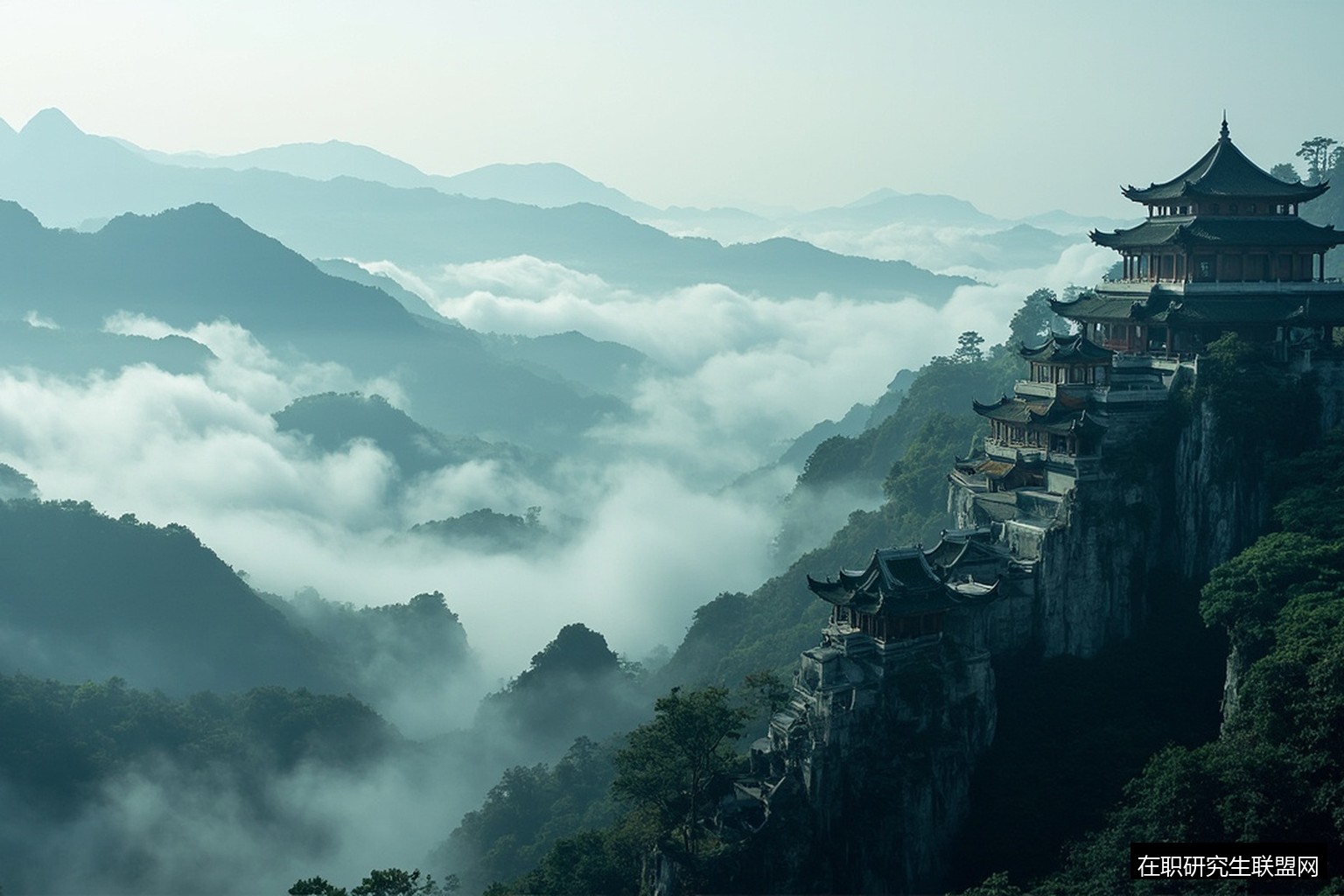 道观建筑群全景 道观建筑群全景